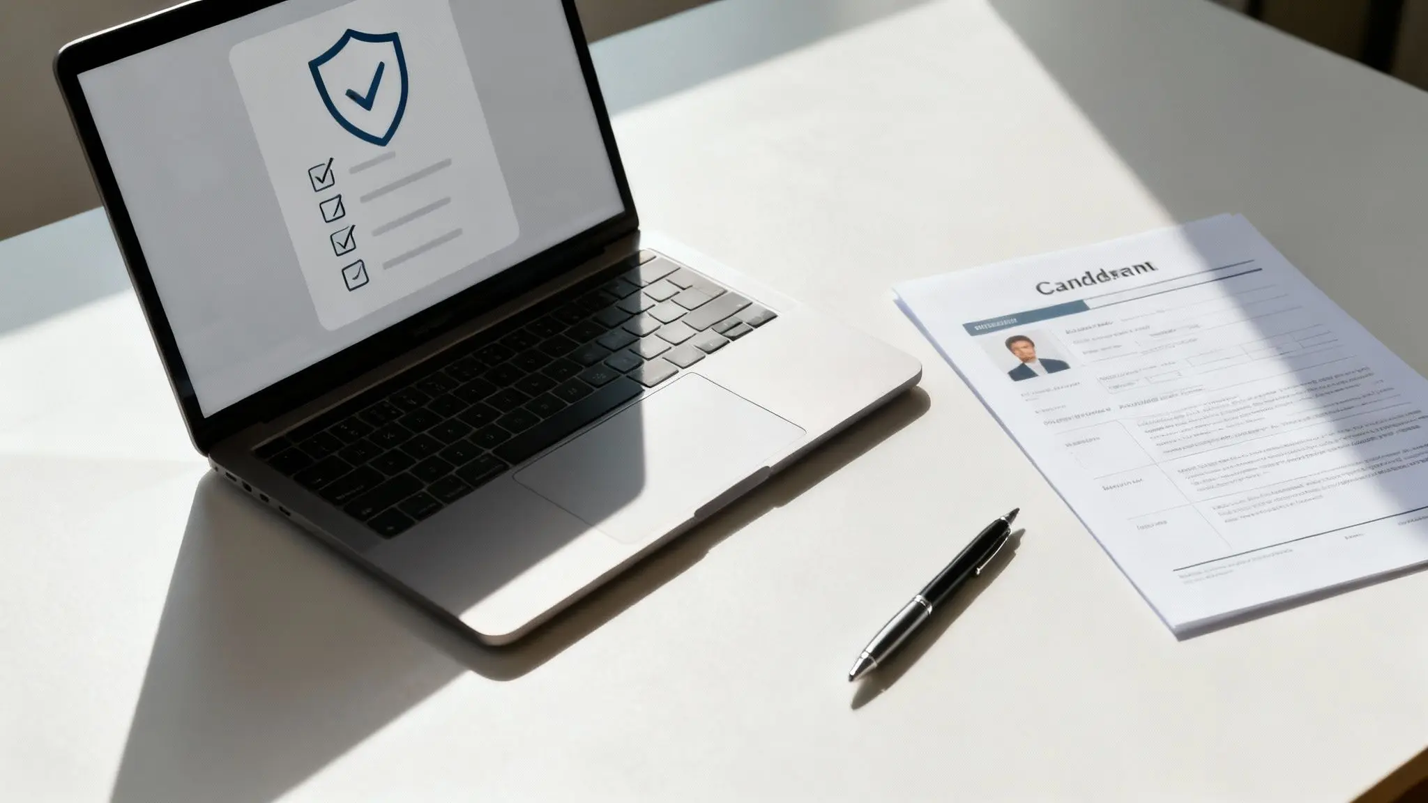 A group of diverse professionals collaborating around a table, analyzing reports and data on laptops, representing a strategic partnership with a background check provider.