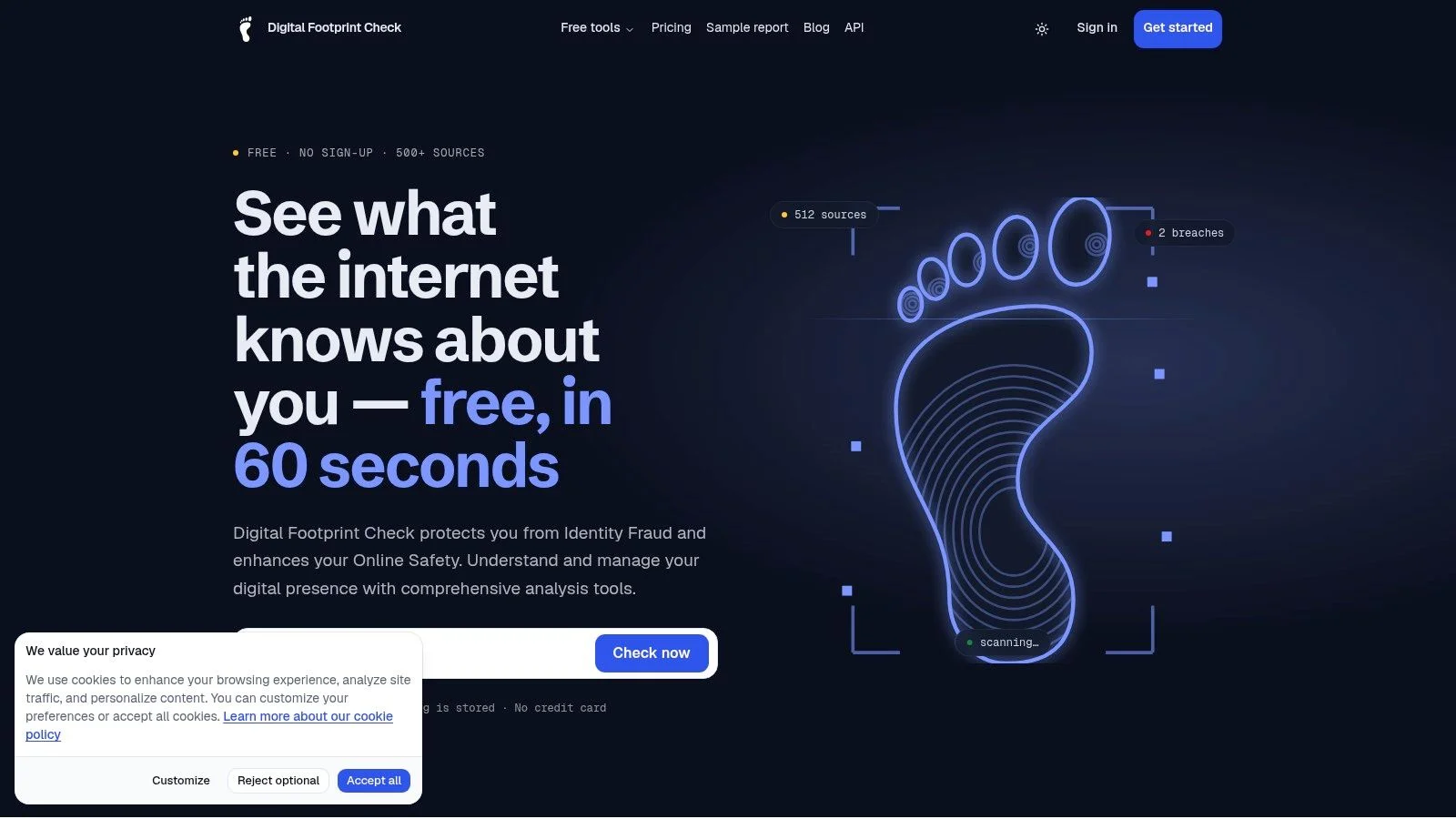 Screenshot from https://digitalfootprintcheck.com