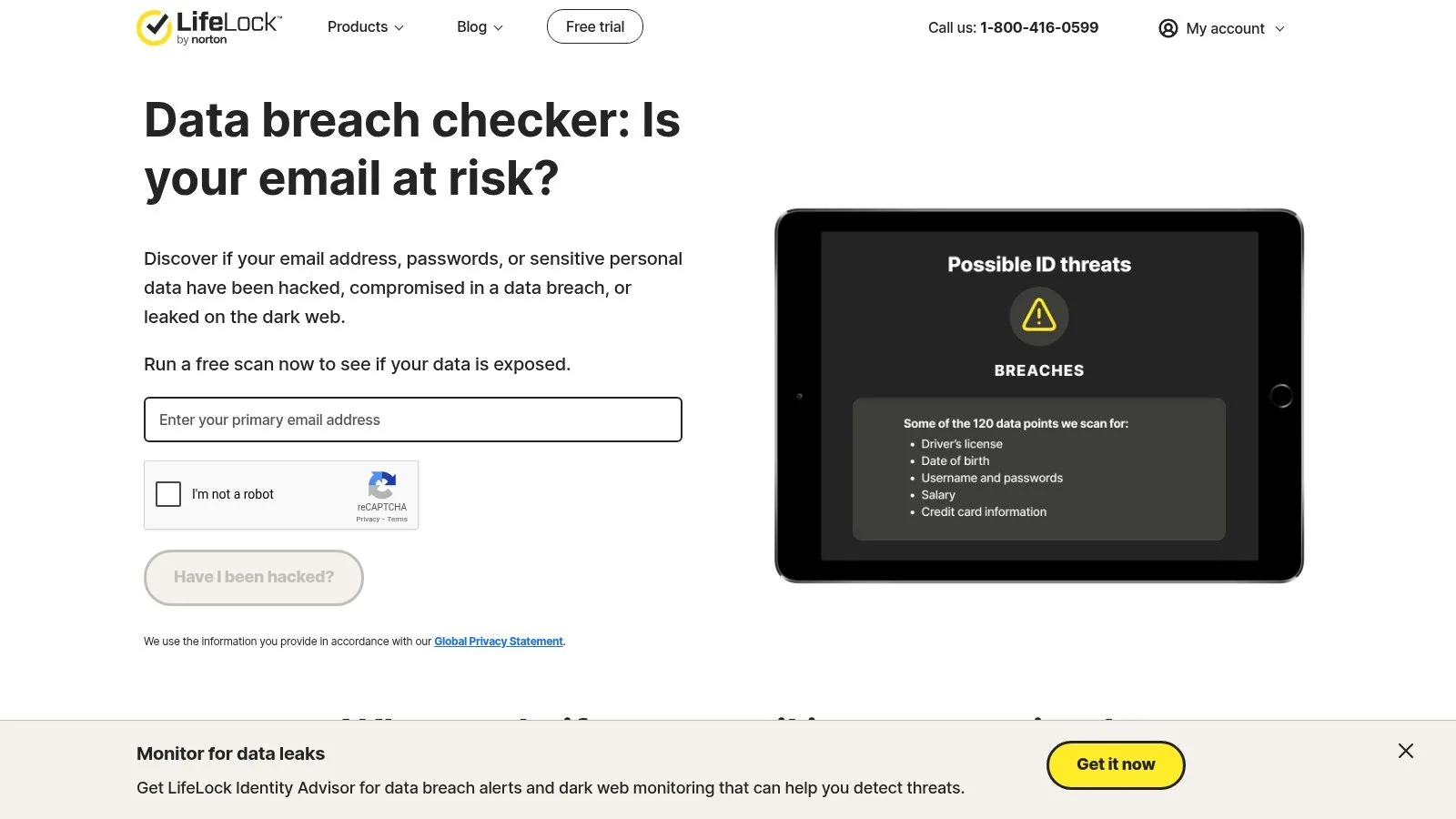 Norton LifeLock — Free Data Breach Checker