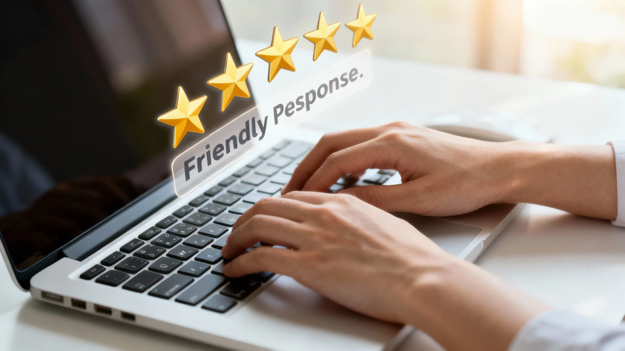 Image showing a digital representation of star ratings and customer feedback, illustrating the importance of online reviews.