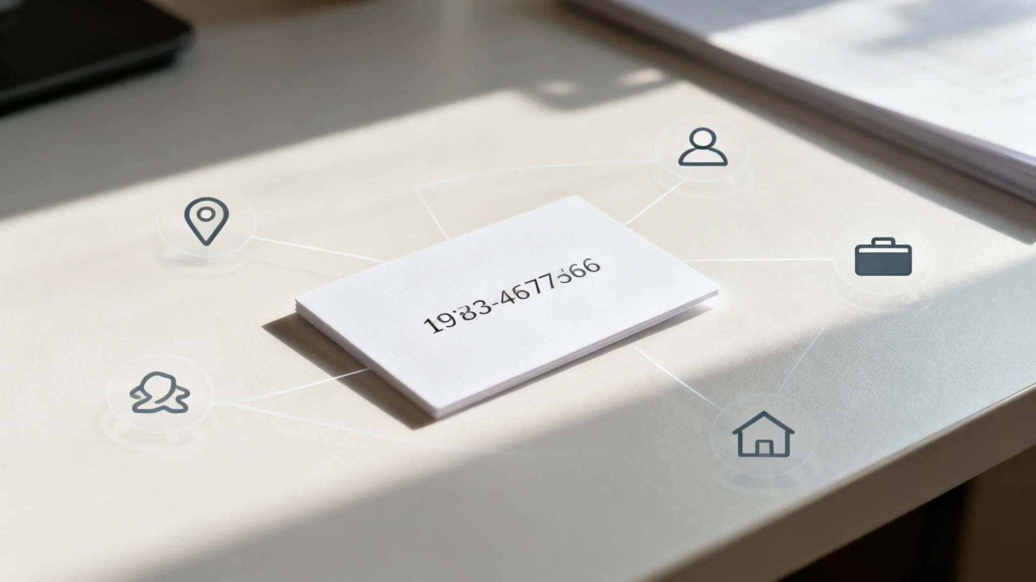 Person on laptop with data connections visualized